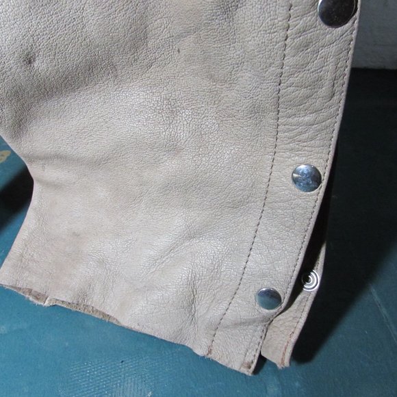 Tan/Light Brown Leather Motorcycle Biker Chaps - Picture 2 of 12